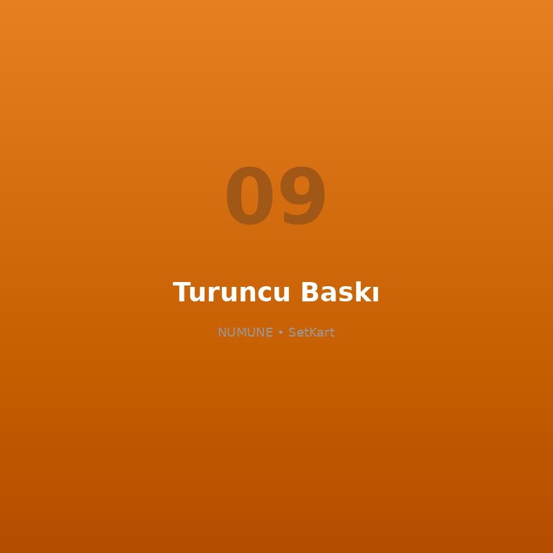 Turuncu baskılı kart örneği